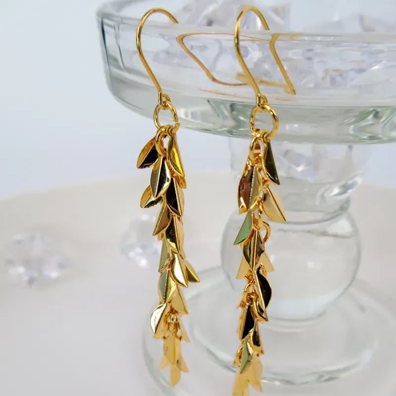 「秋日落葉」葉片飄飄長款流蘇耳環