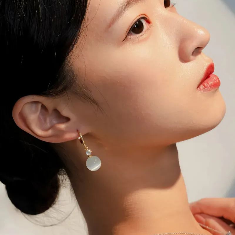 復古氣質貓眼石耳環