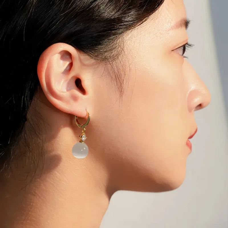 復古氣質貓眼石耳環