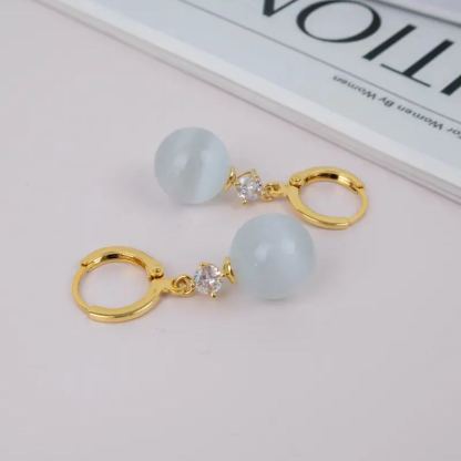 復古氣質貓眼石耳環