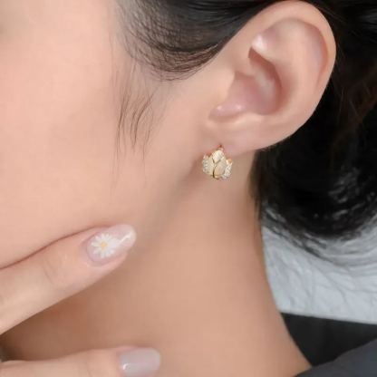「月下花果」鬱金香花卉耳扣耳環