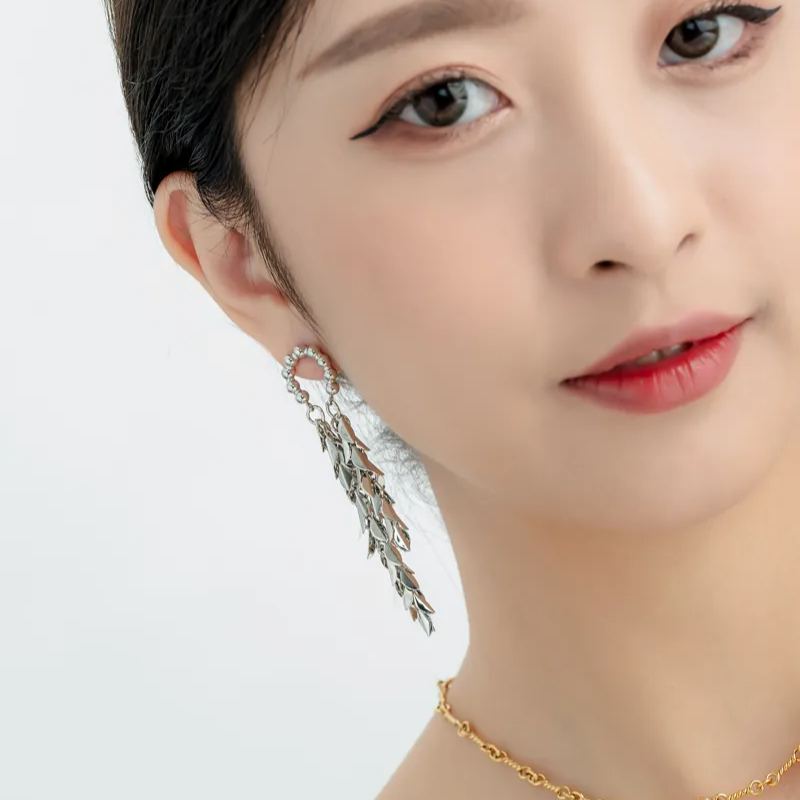 「銀河記憶」麥穗長款流蘇耳環