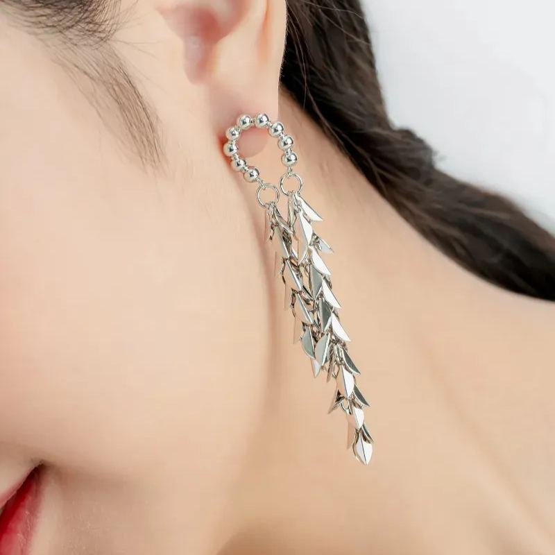 「銀河記憶」麥穗長款流蘇耳環