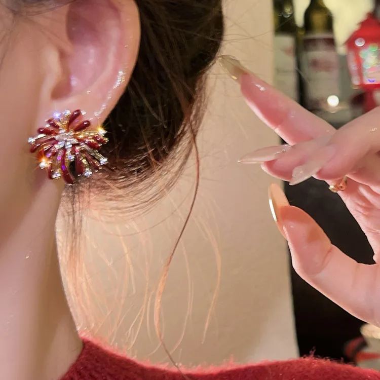 [Copy]復古紅色珍珠蛇形耳環