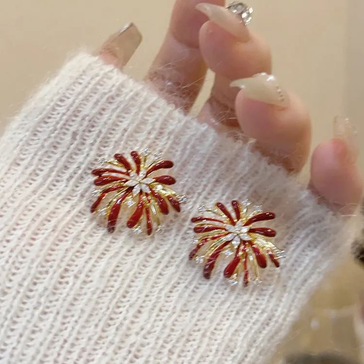 [Copy]復古紅色珍珠蛇形耳環