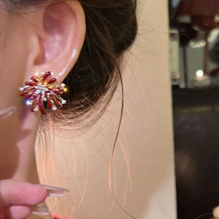 [Copy]復古紅色珍珠蛇形耳環