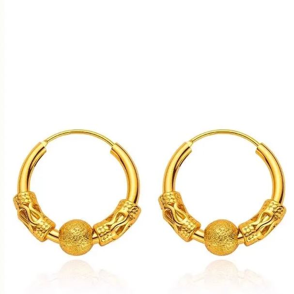 轉運珠金色圈圈耳環