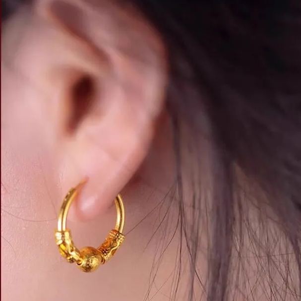 轉運珠金色圈圈耳環