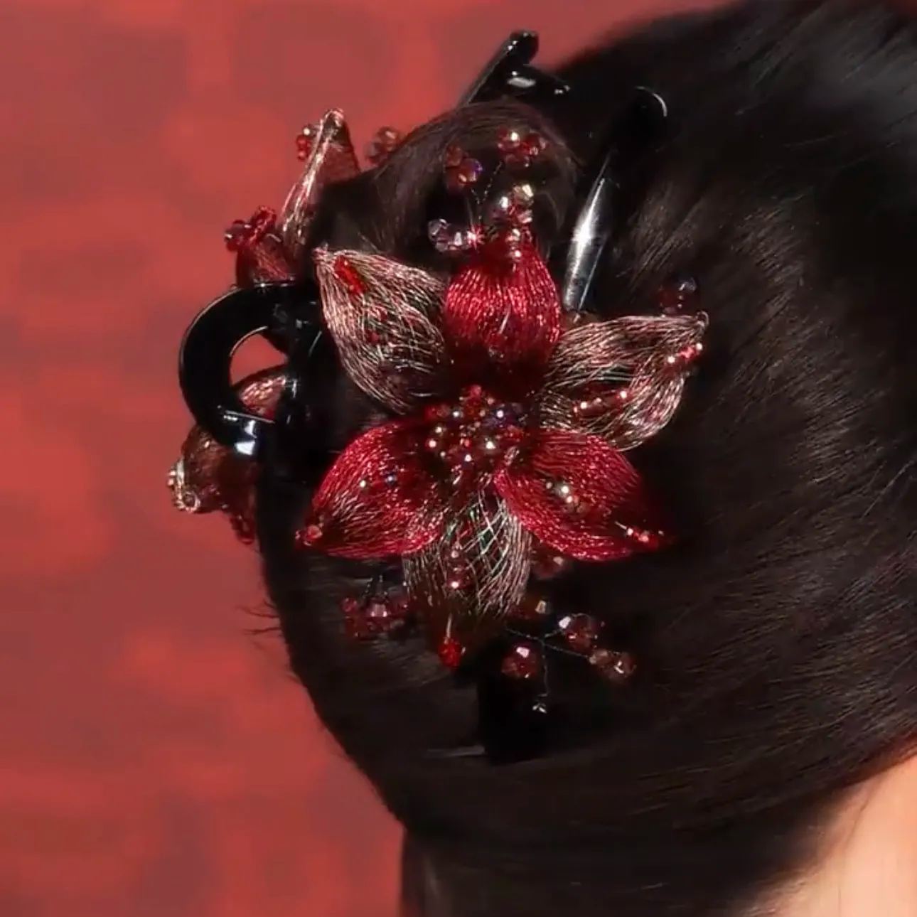 韓國手工編織花朵抓夾鯊魚夾