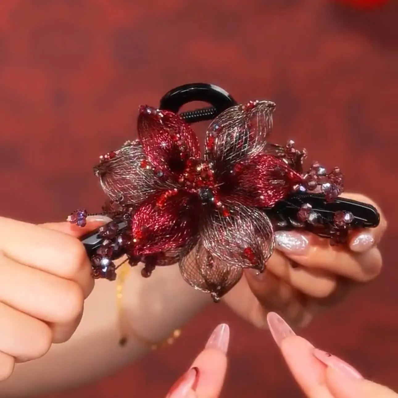 韓國手工編織花朵抓夾鯊魚夾