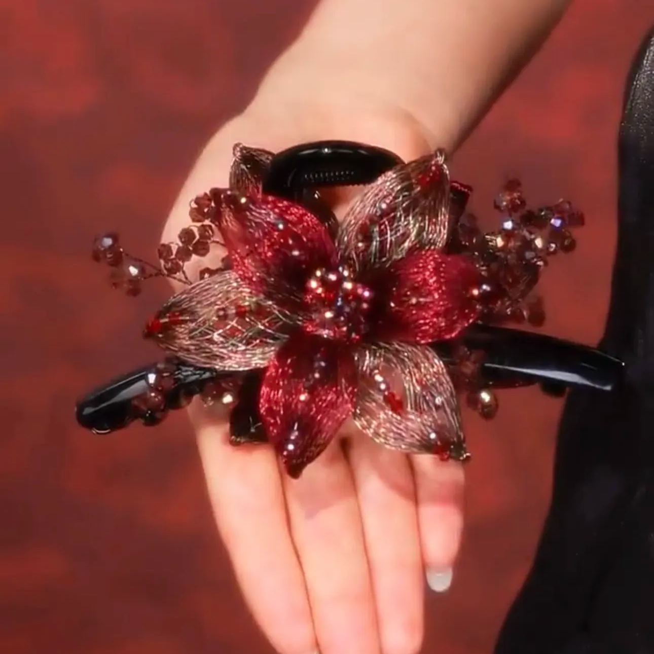 韓國手工編織花朵抓夾鯊魚夾