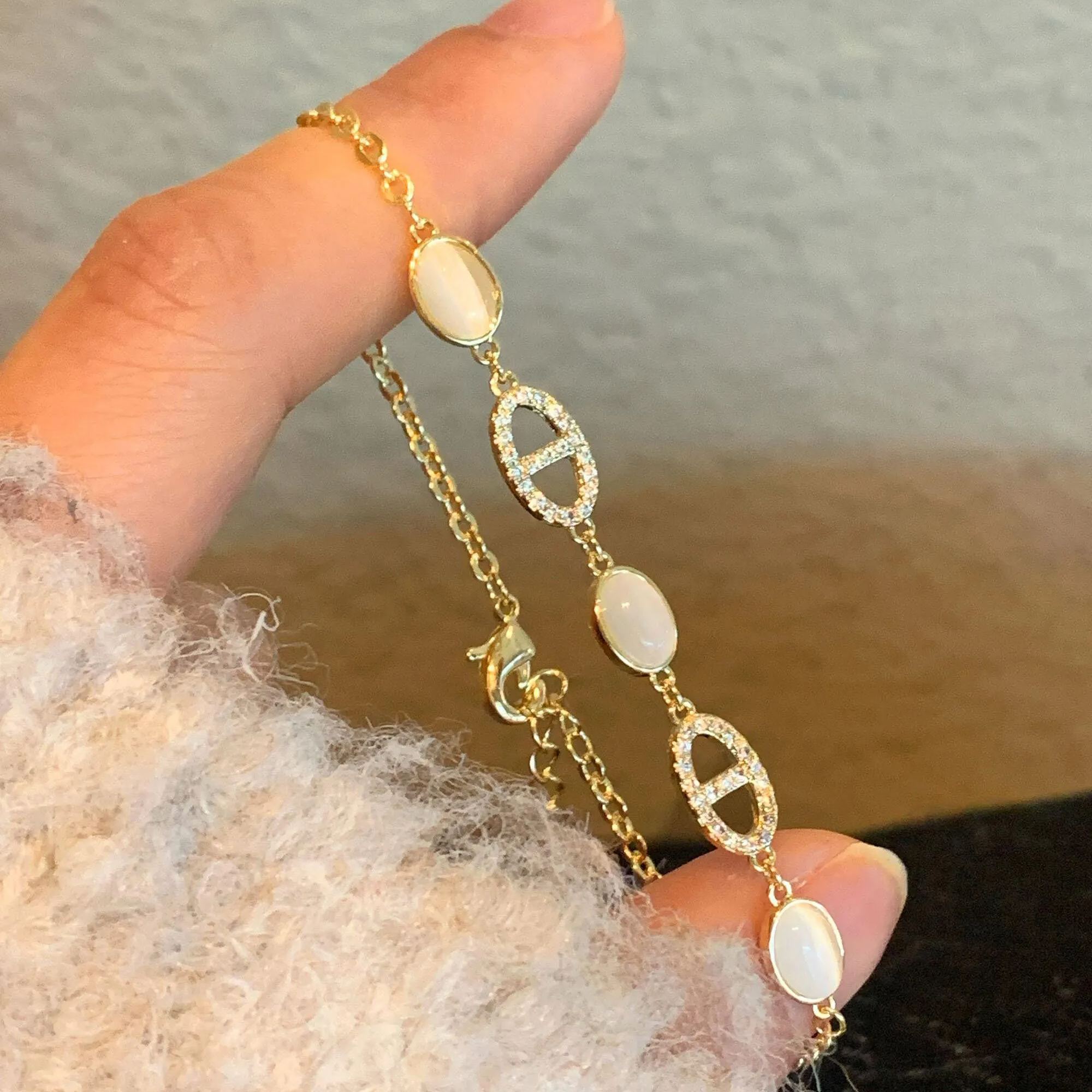 貓眼石豬鼻子氣質手繩