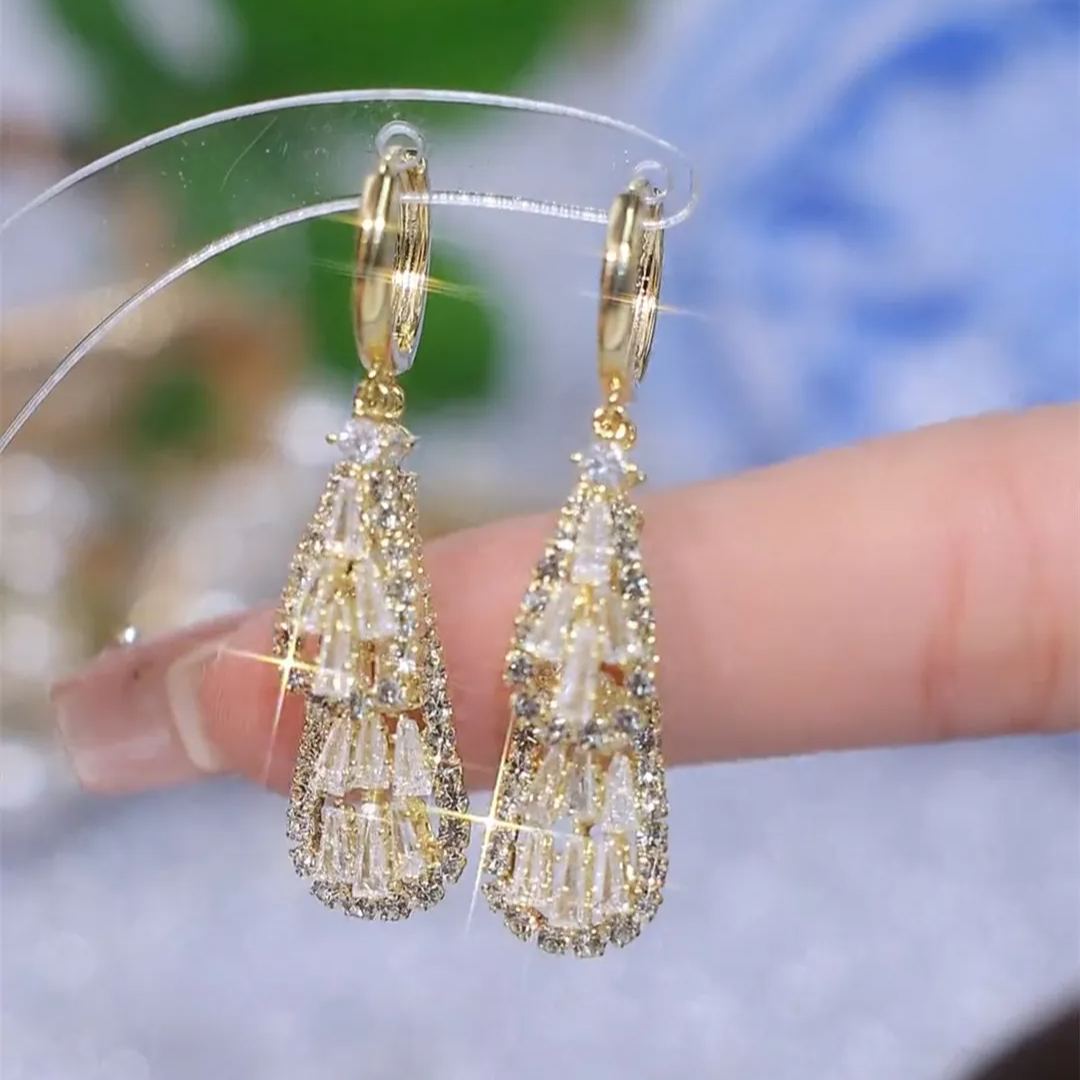 韓式名媛風鋯石耳環