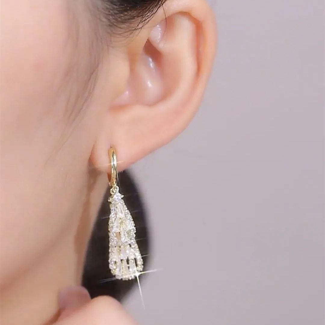 韓式名媛風鋯石耳環