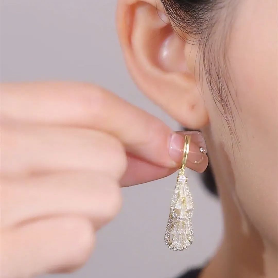 韓式名媛風鋯石耳環