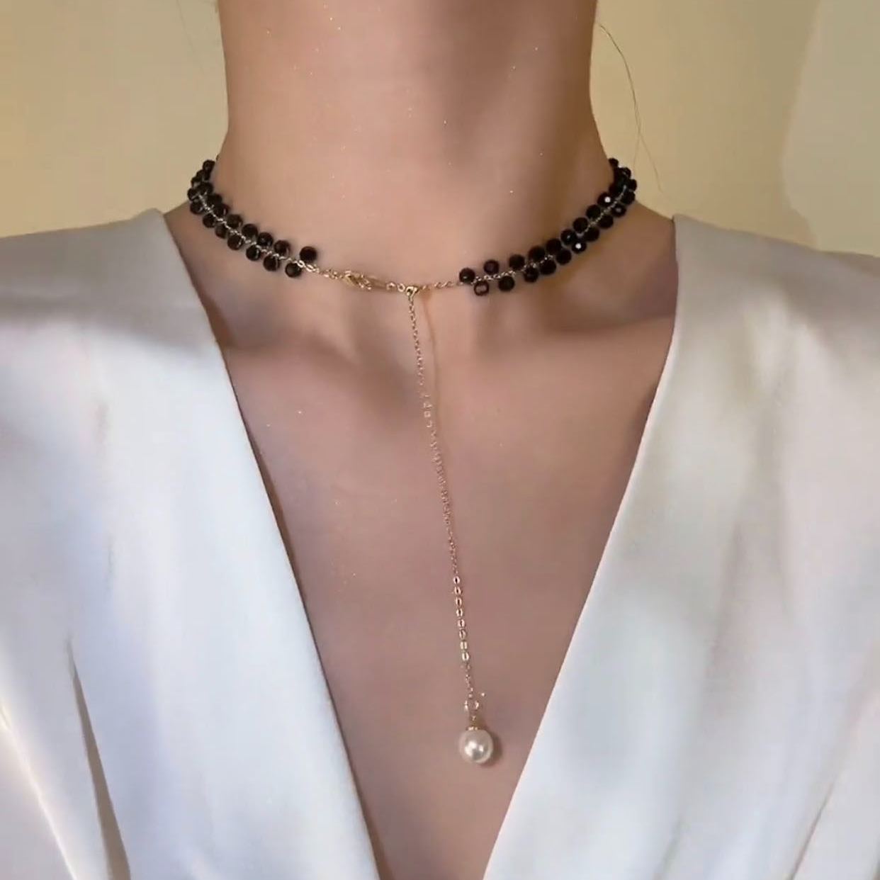 黑色水晶高級感項錬