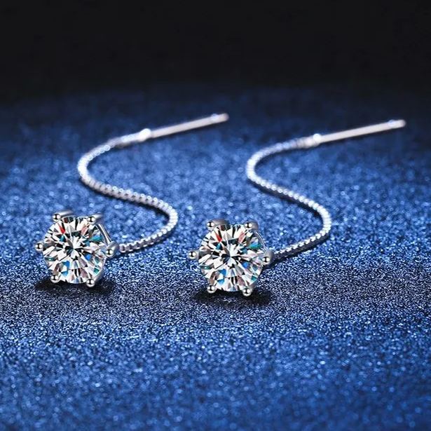 s925純銀針六爪耳環