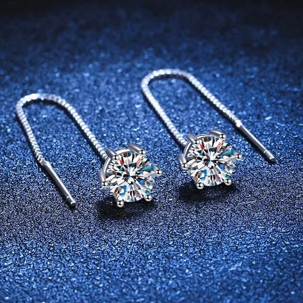 s925純銀針六爪耳環