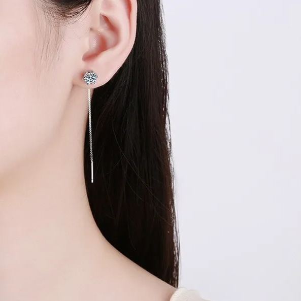 s925純銀針六爪耳環