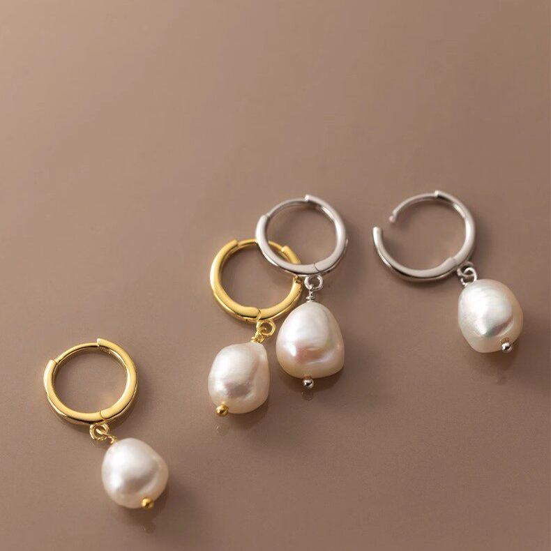 巴洛克異形珍珠耳扣耳環