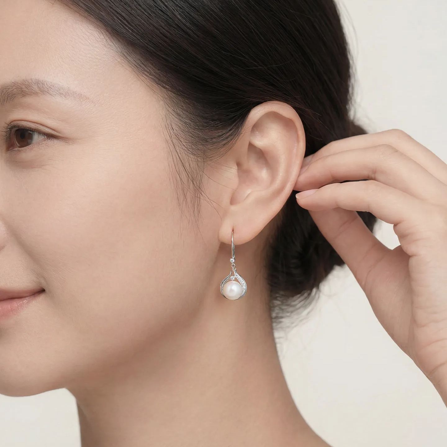 高級感淡水珍珠水滴耳環