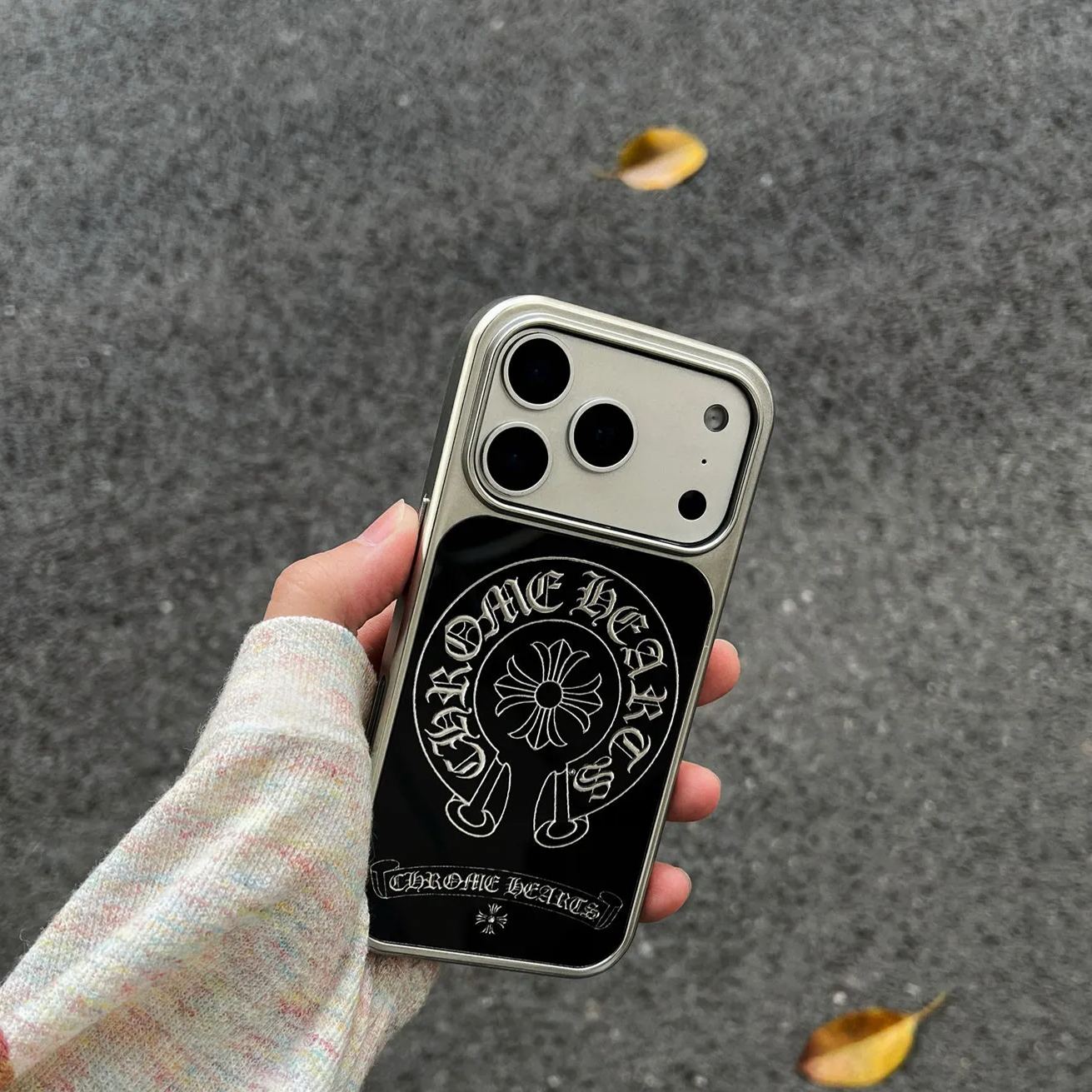潮牌鎏金克羅心iphone蘋果保護殼 