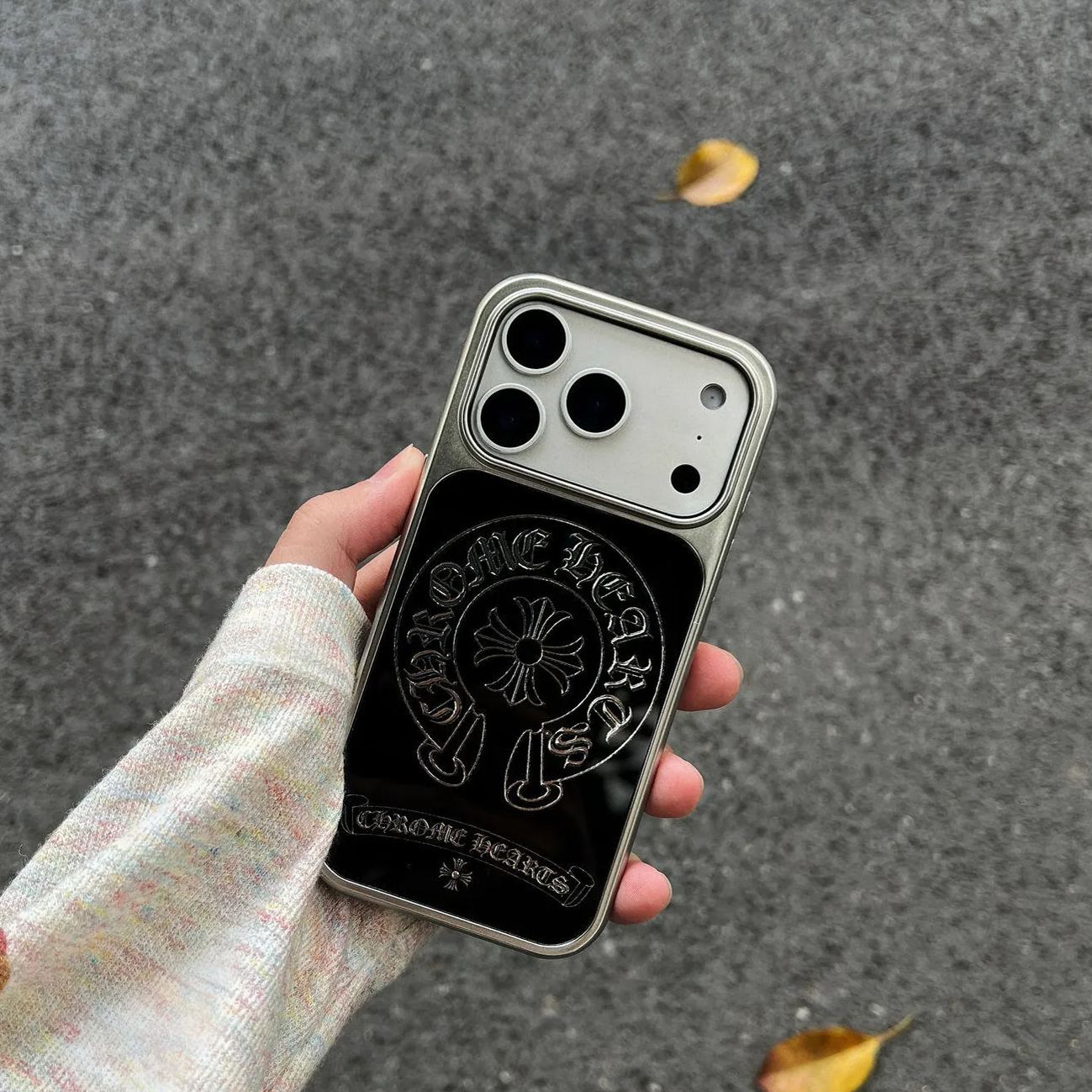 潮牌鎏金克羅心iphone蘋果保護殼 