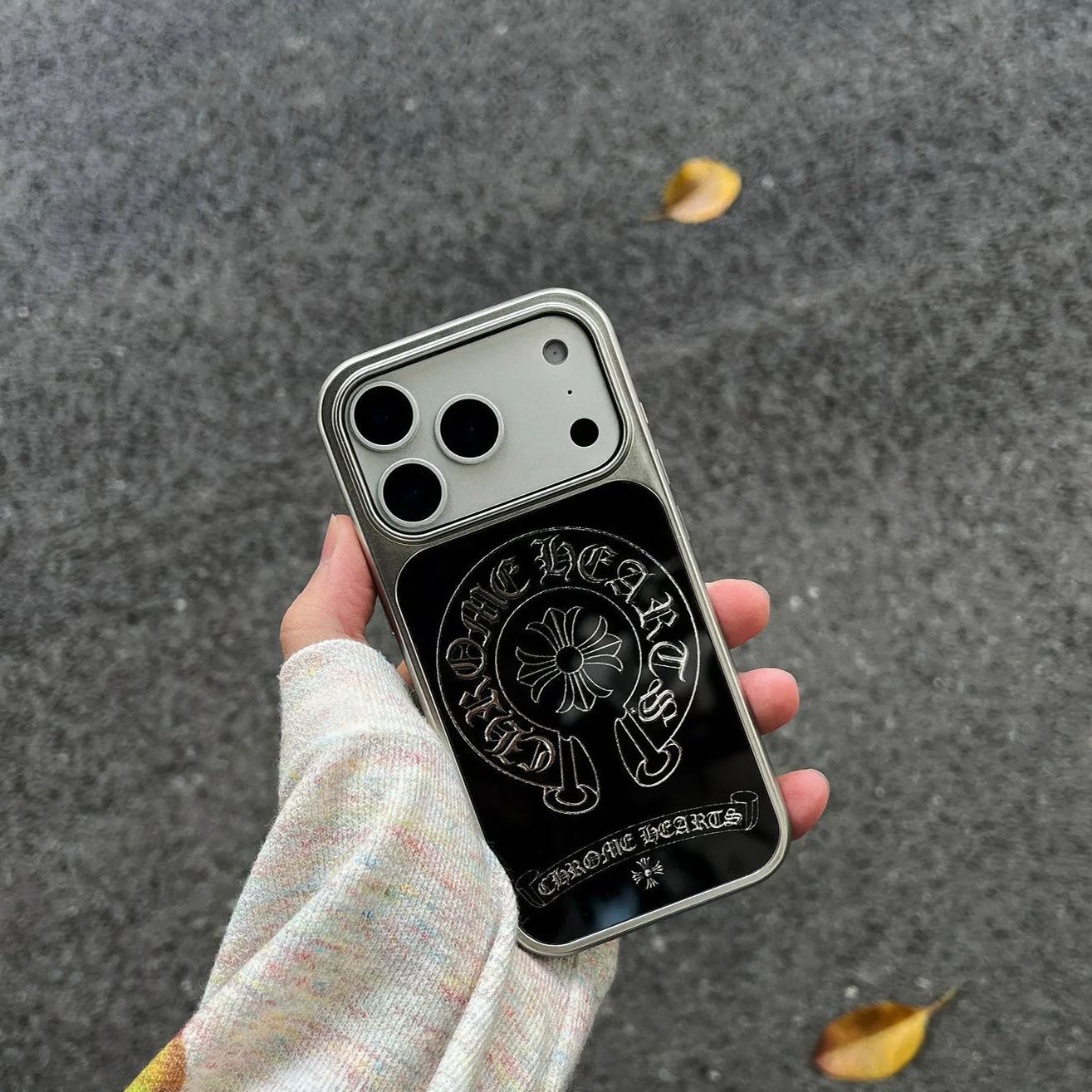 潮牌鎏金克羅心iphone蘋果保護殼 