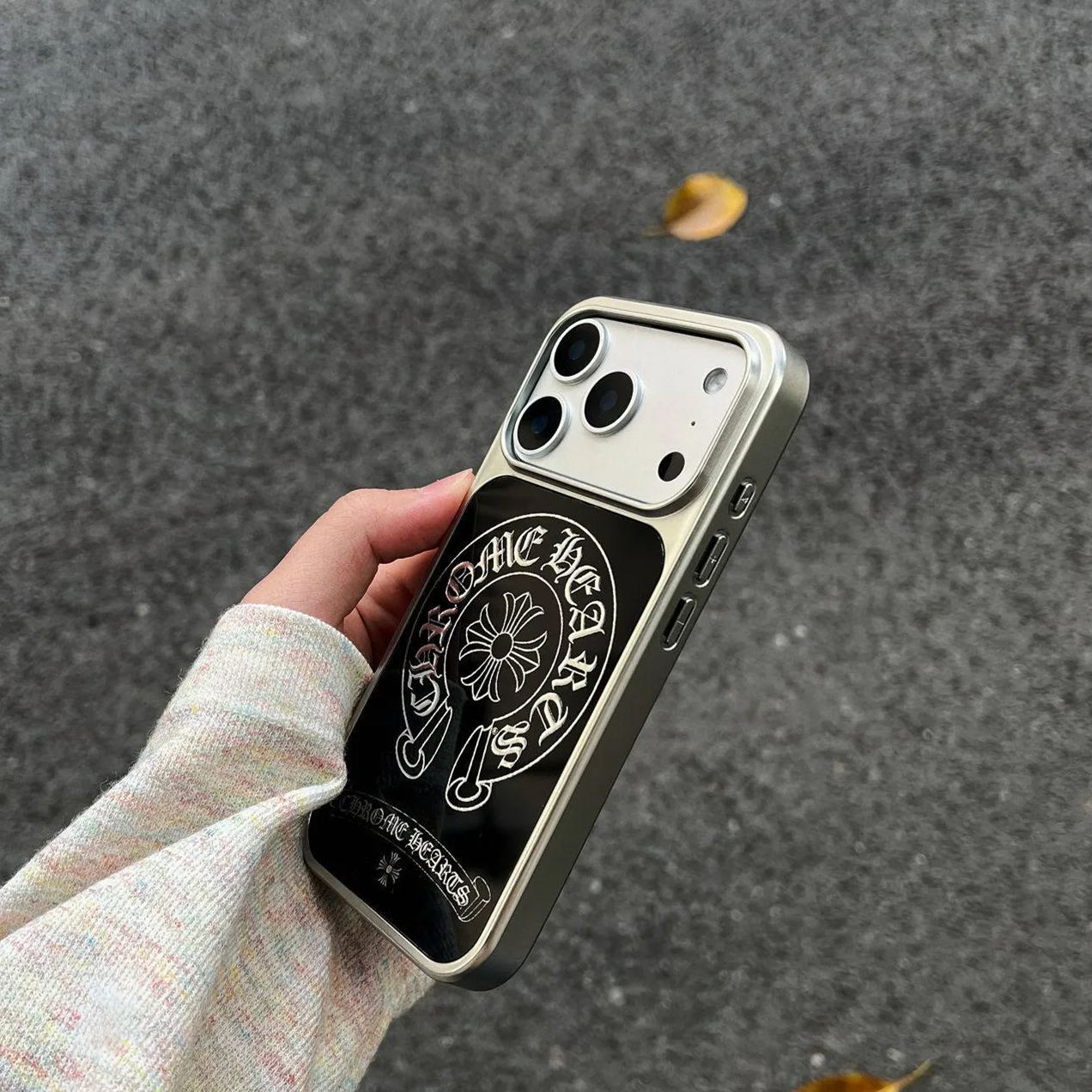 潮牌鎏金克羅心iphone蘋果保護殼 