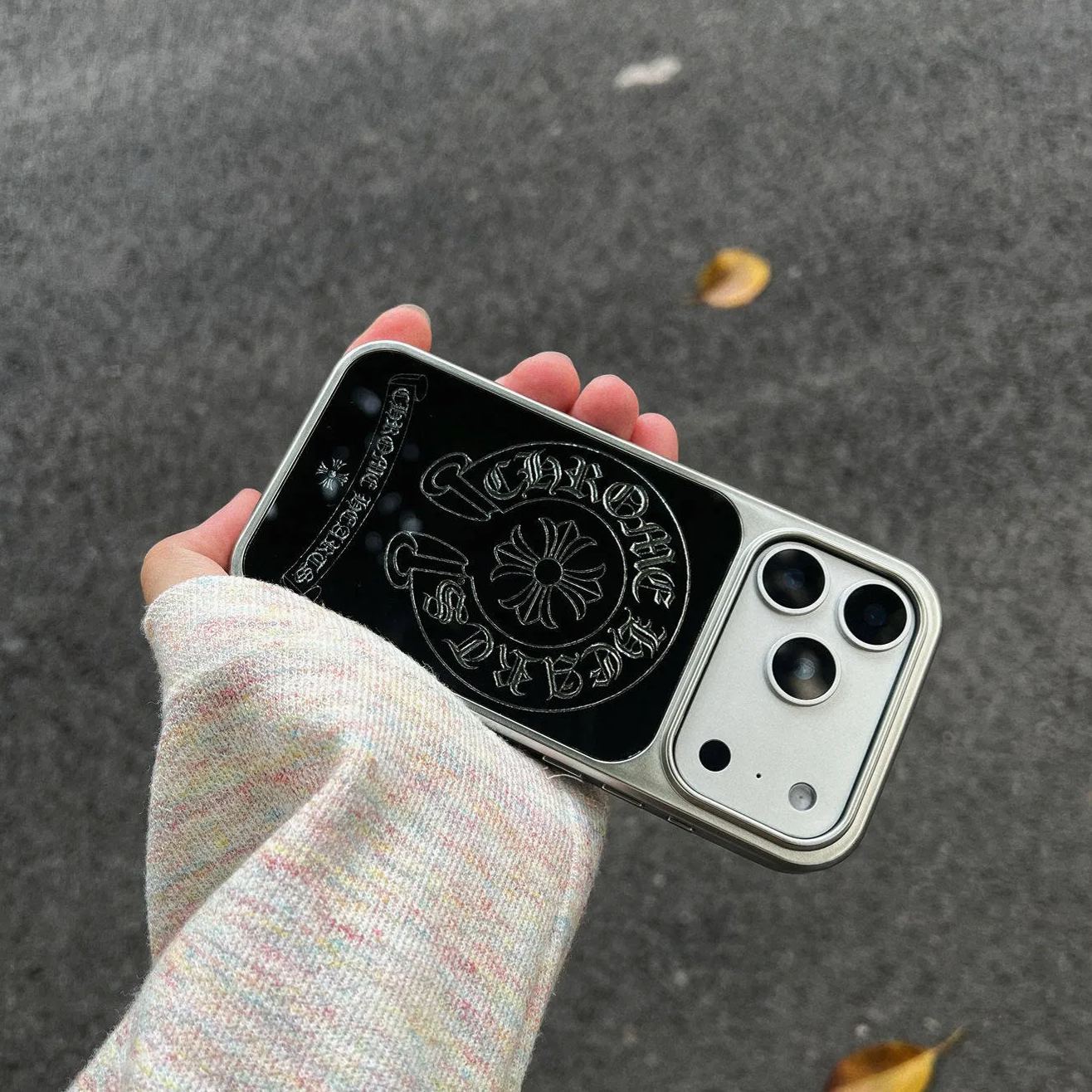 潮牌鎏金克羅心iphone蘋果保護殼 