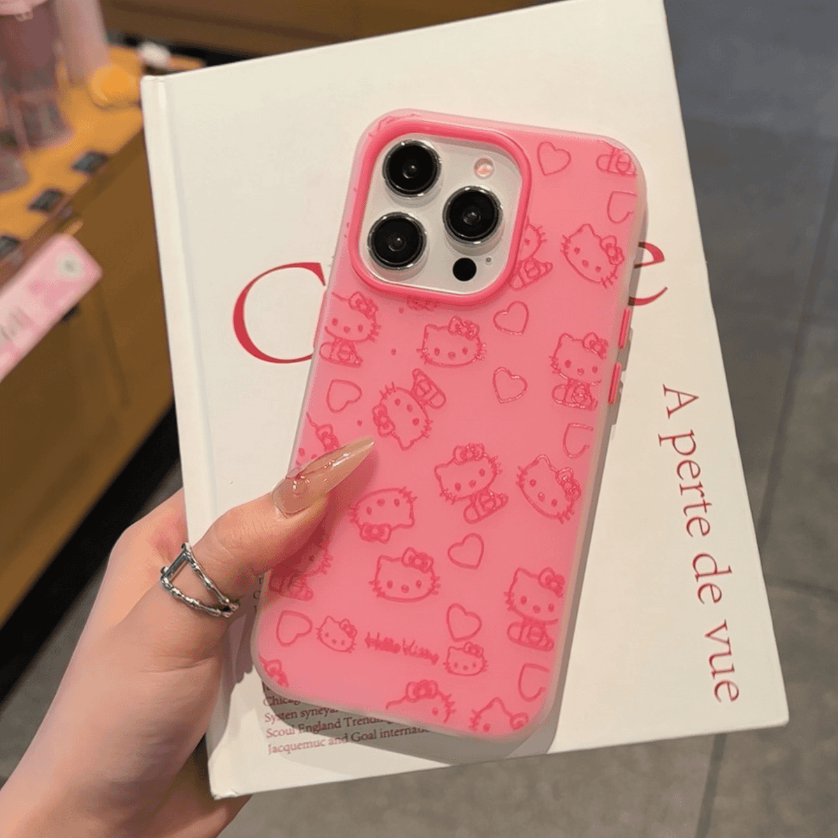 多巴胺愛心KT貓線條保護殼iphone全包防摔殼