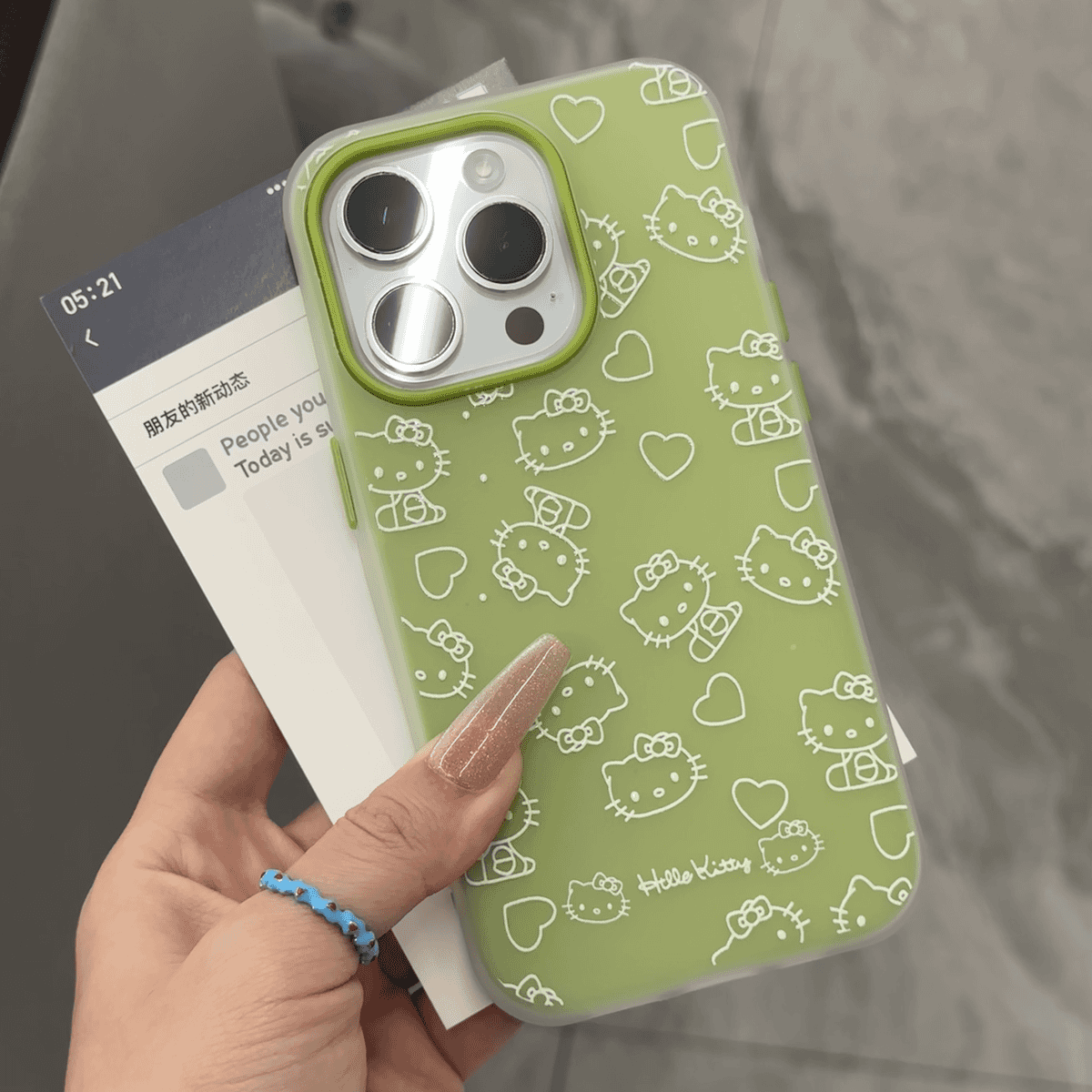 多巴胺愛心KT貓線條保護殼iphone全包防摔殼