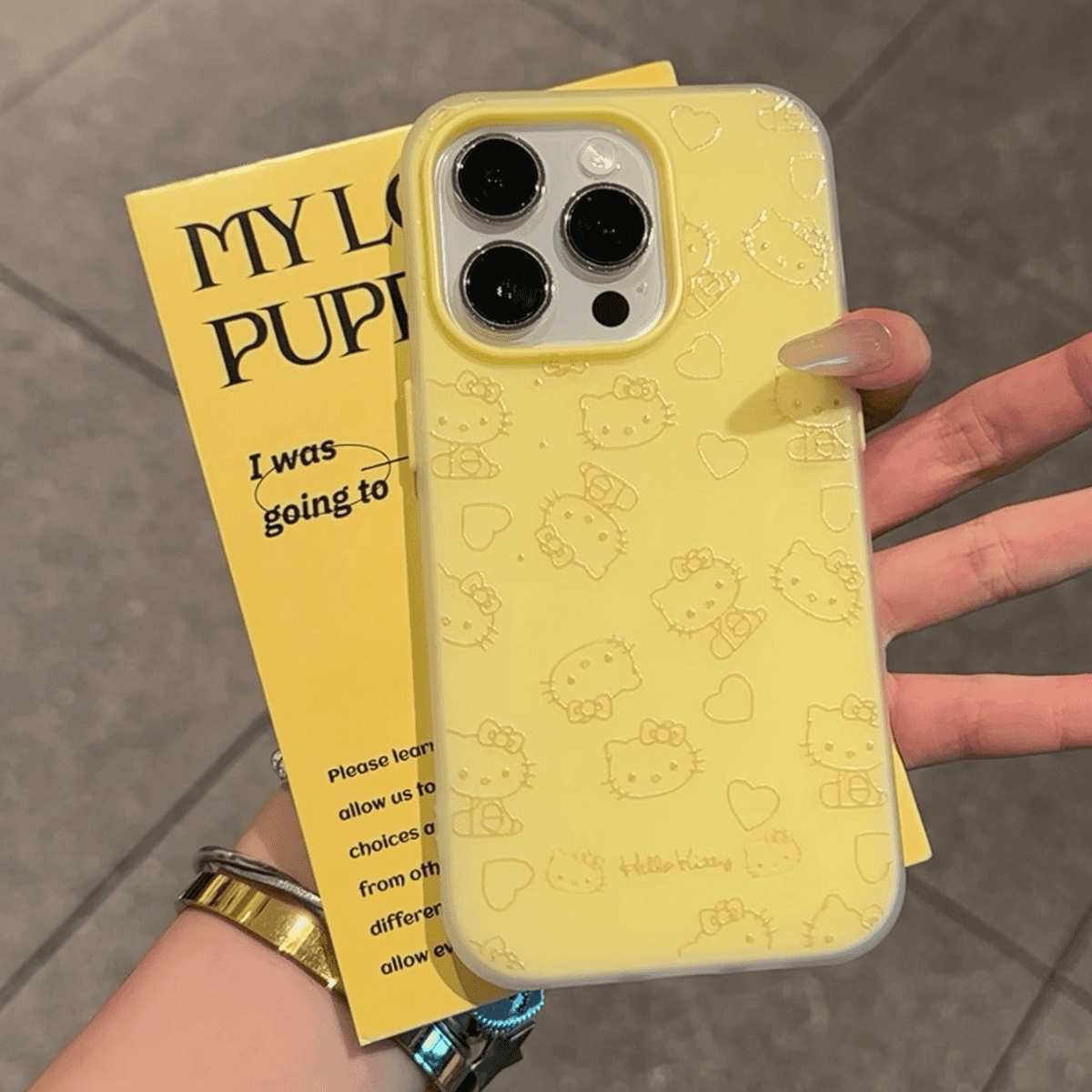 多巴胺愛心KT貓線條保護殼iphone全包防摔殼