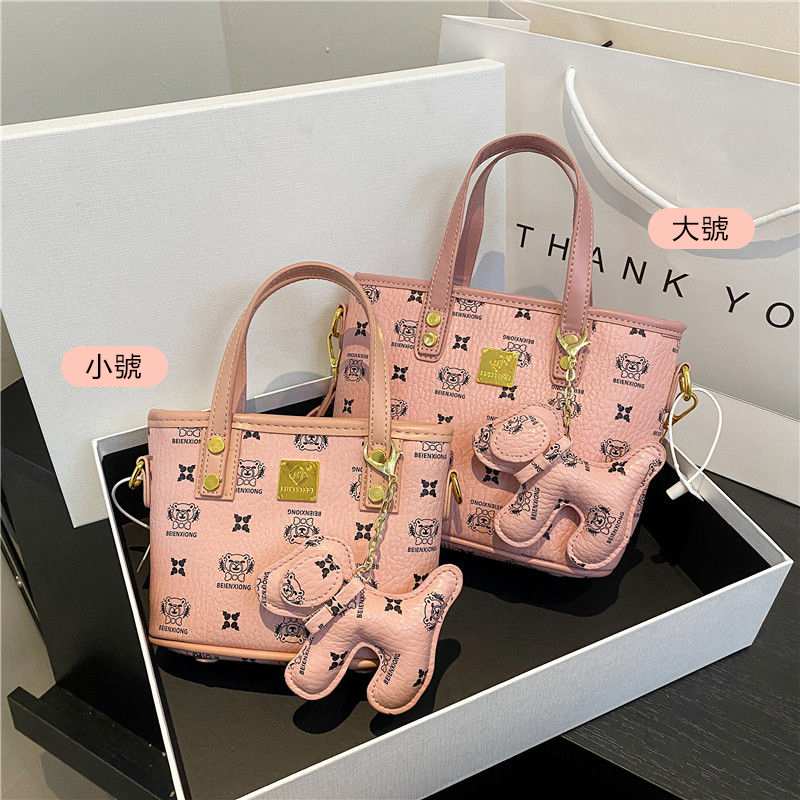 復古印花單件斜跨手提水桶包  