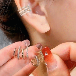 S925銀針四爪耳排設計百搭耳環