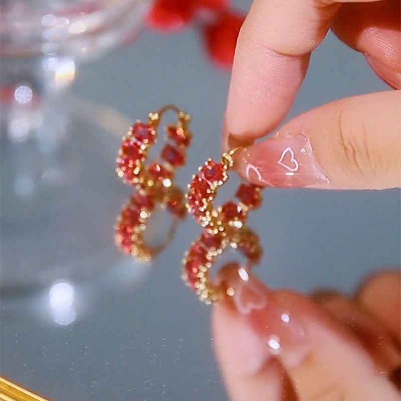 紅色水晶圈圈耳環