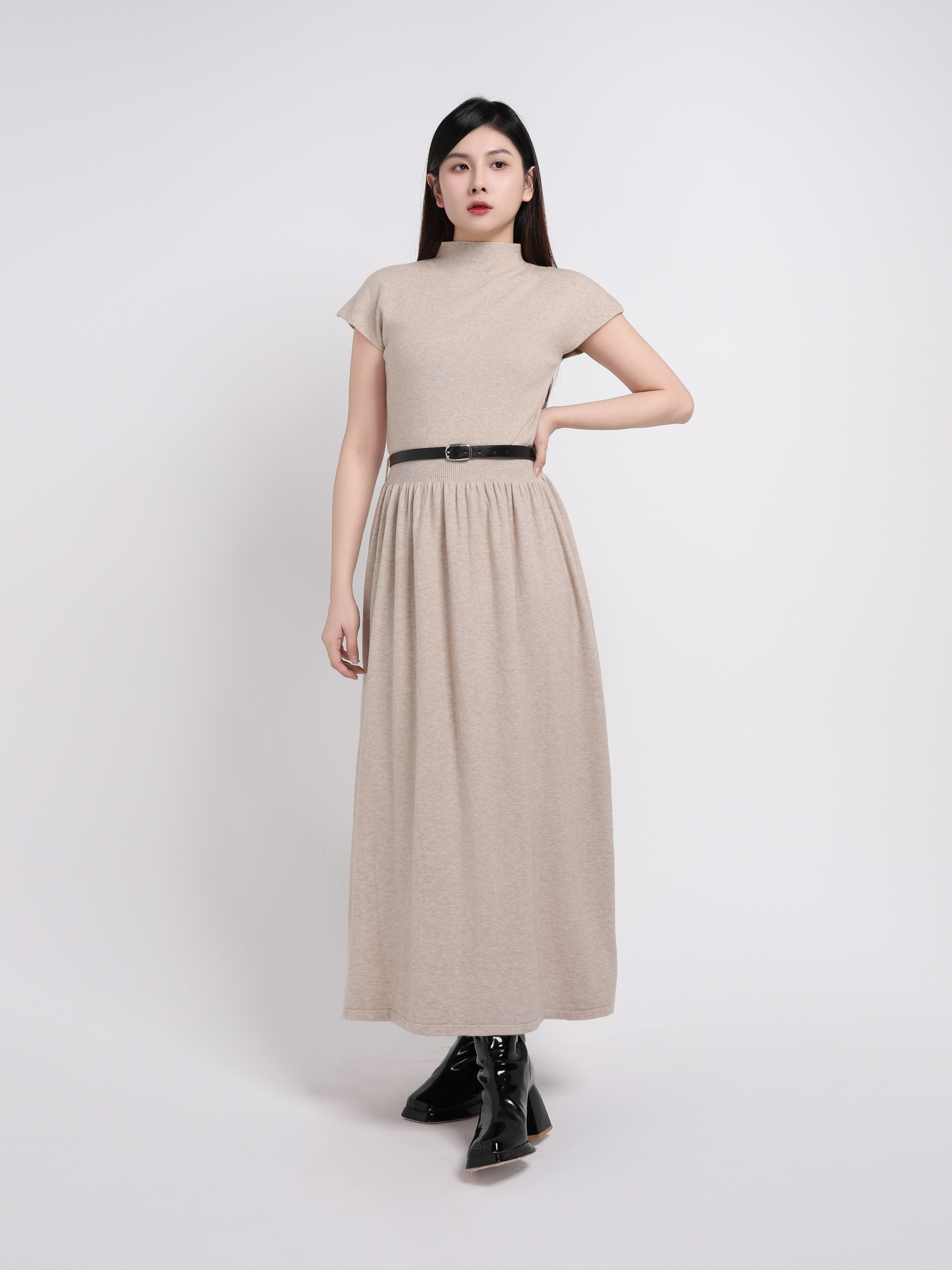 Turtle Neck Knitted Dress 45252