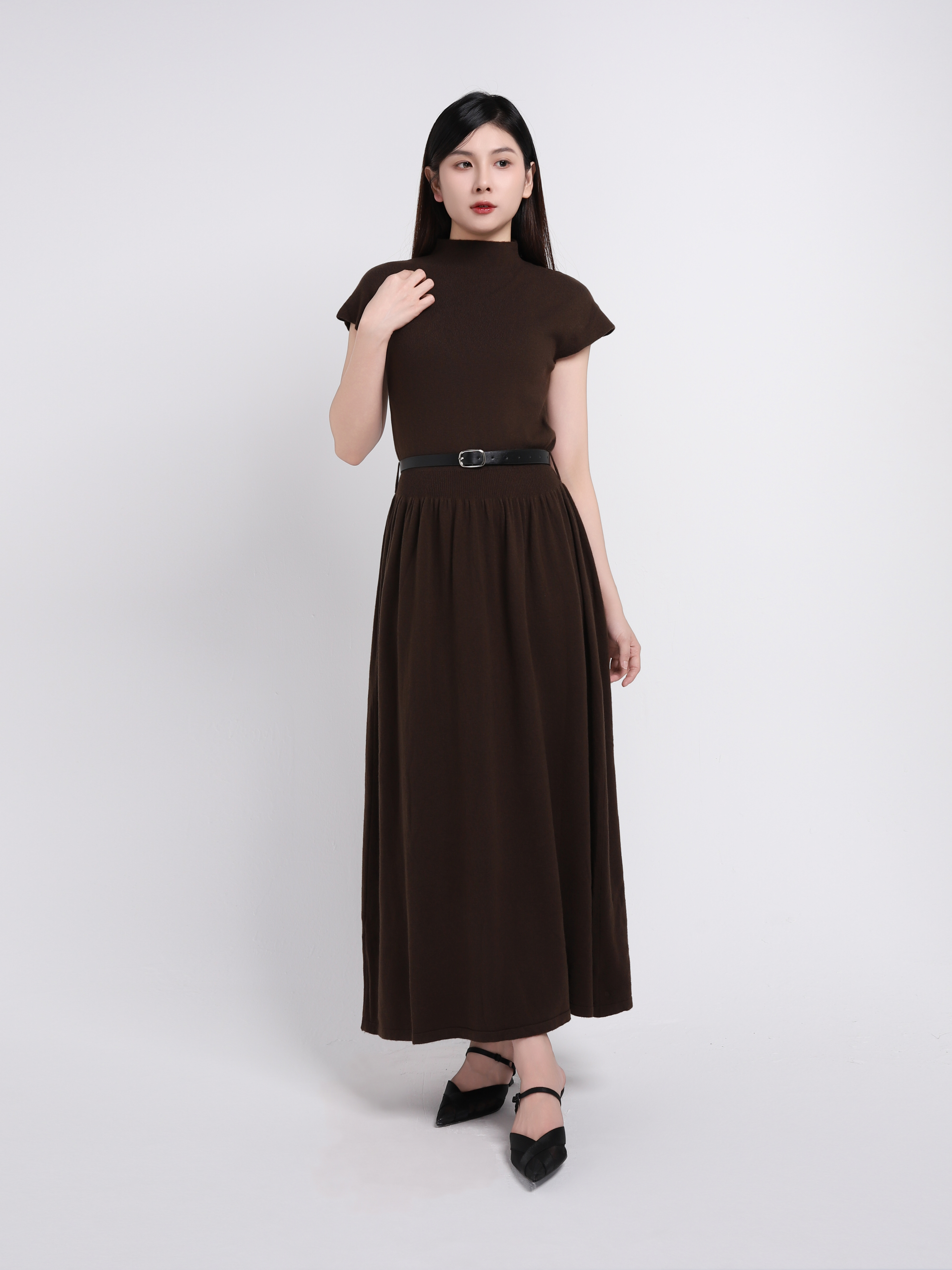 Turtle Neck Knitted Dress 45252