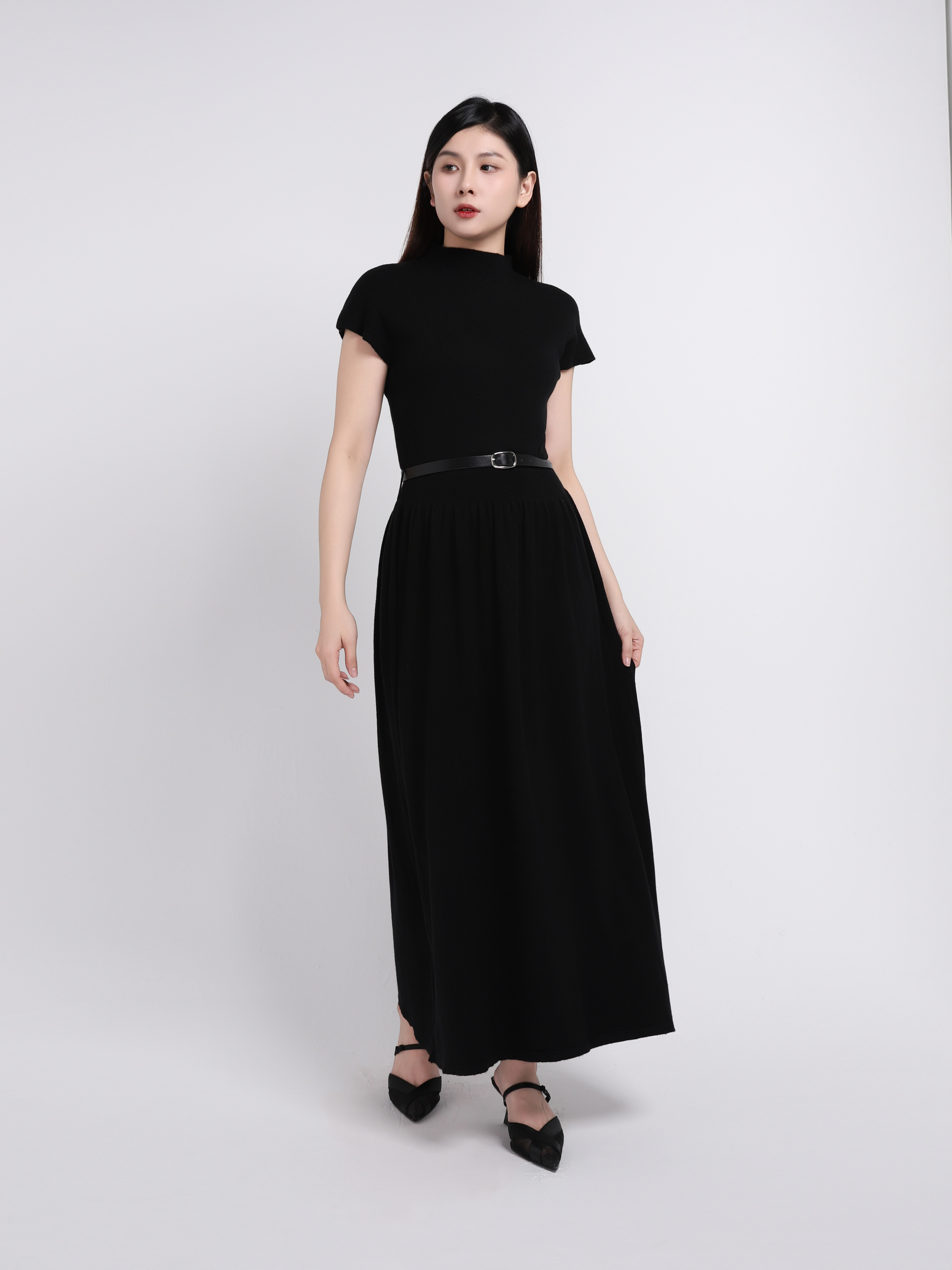 Turtle Neck Knitted Dress 45252