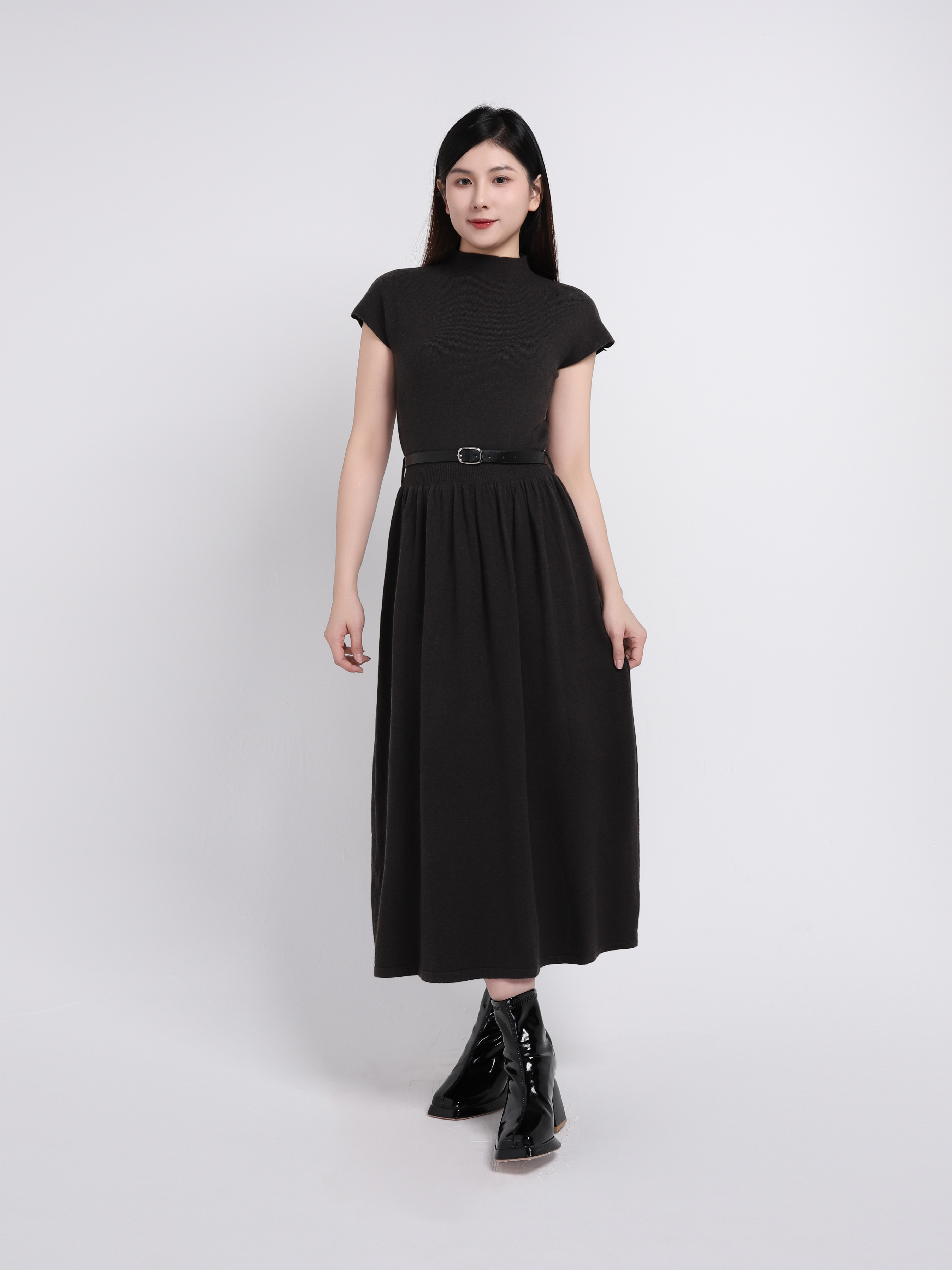Turtle Neck Knitted Dress 45252