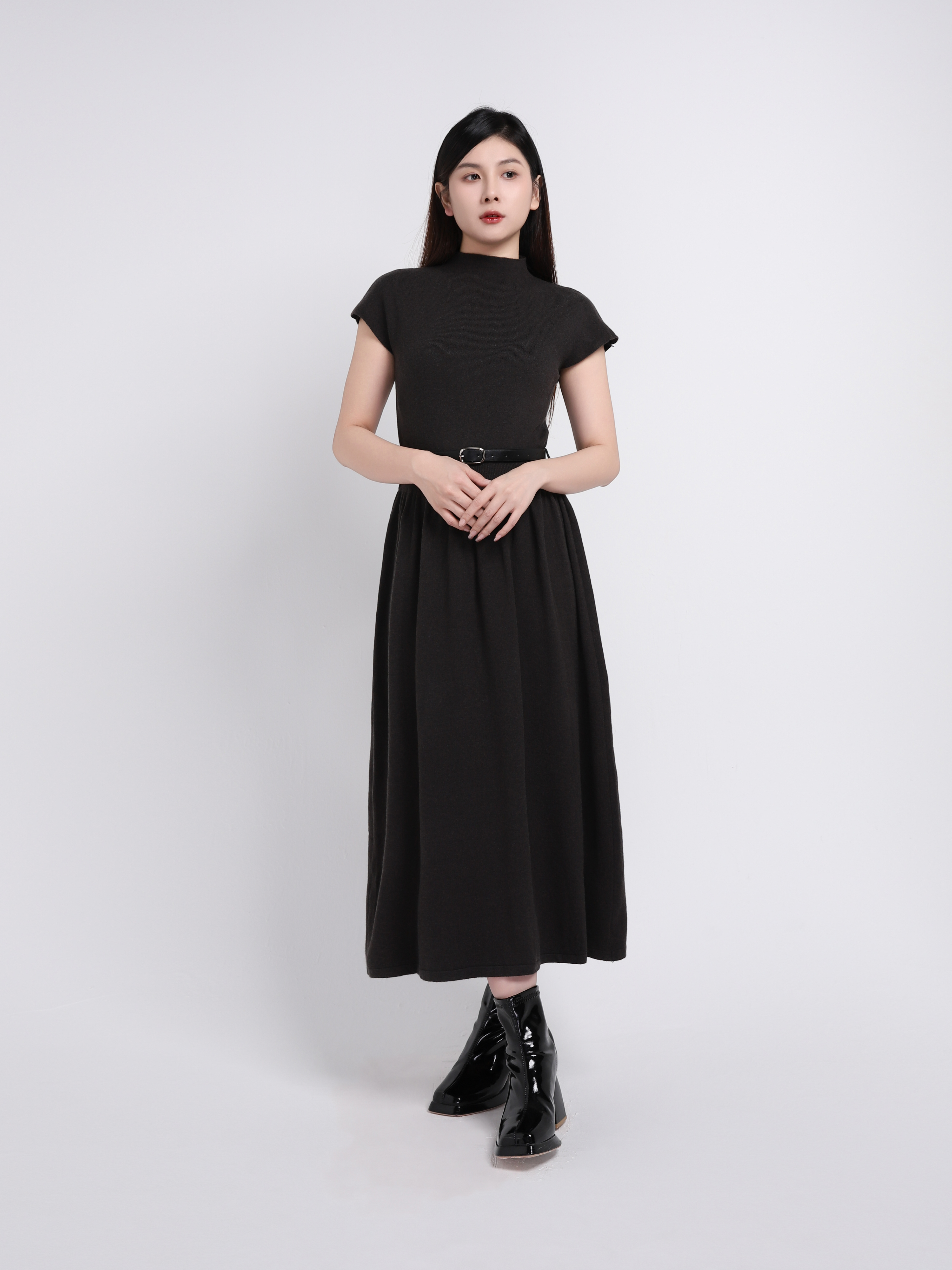 Turtle Neck Knitted Dress 45252