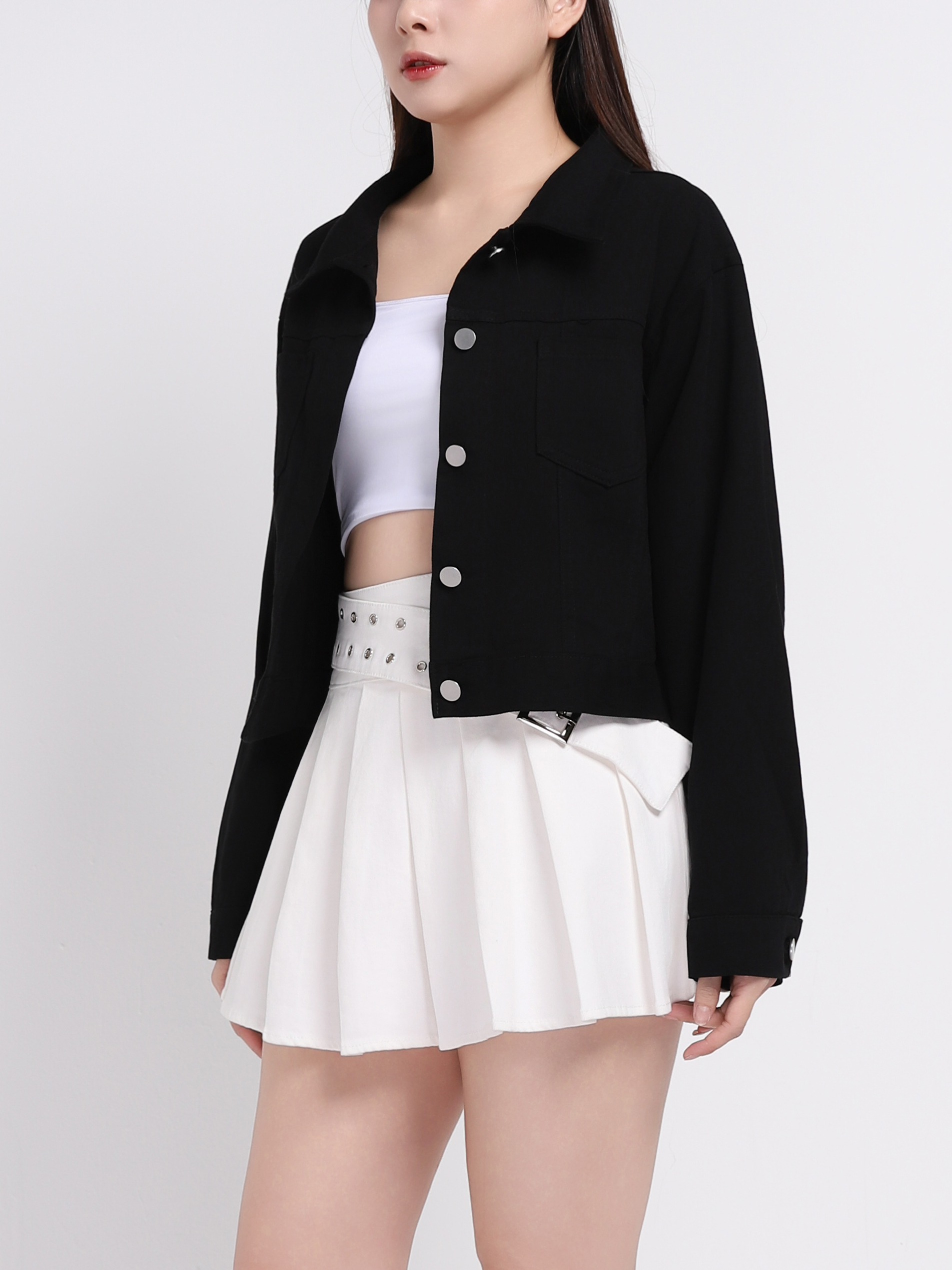 Front Button Long Sleeve Jacket 45006