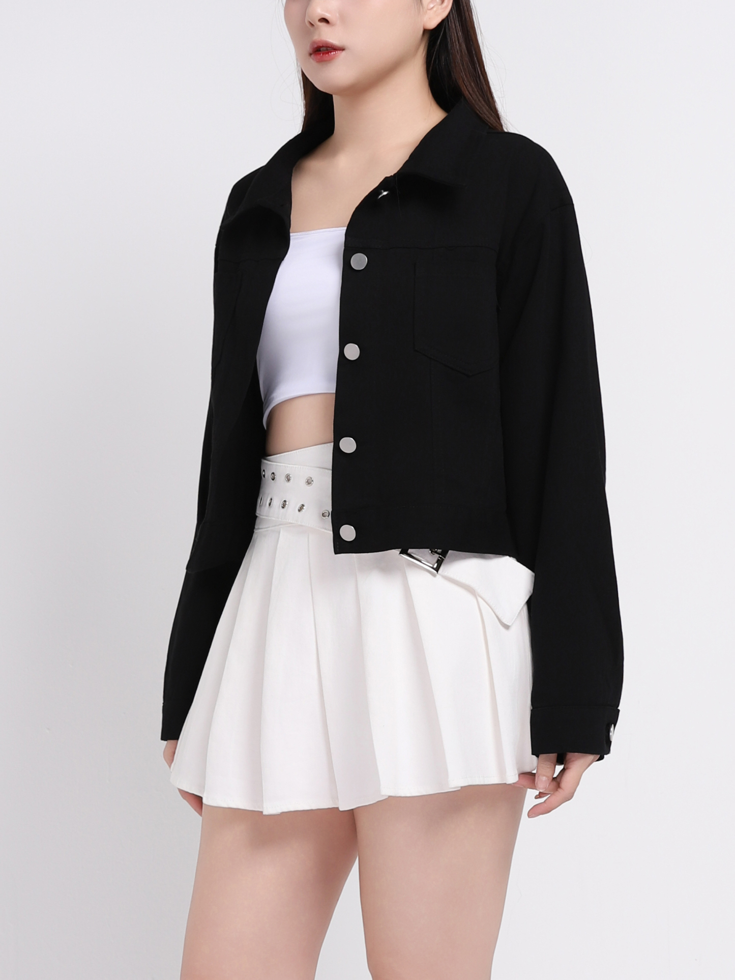 Front Button Long Sleeve Jacket 45006