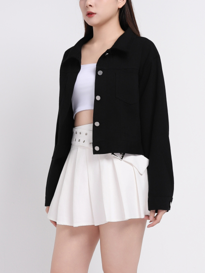 Front Button Long Sleeve Jacket 45006