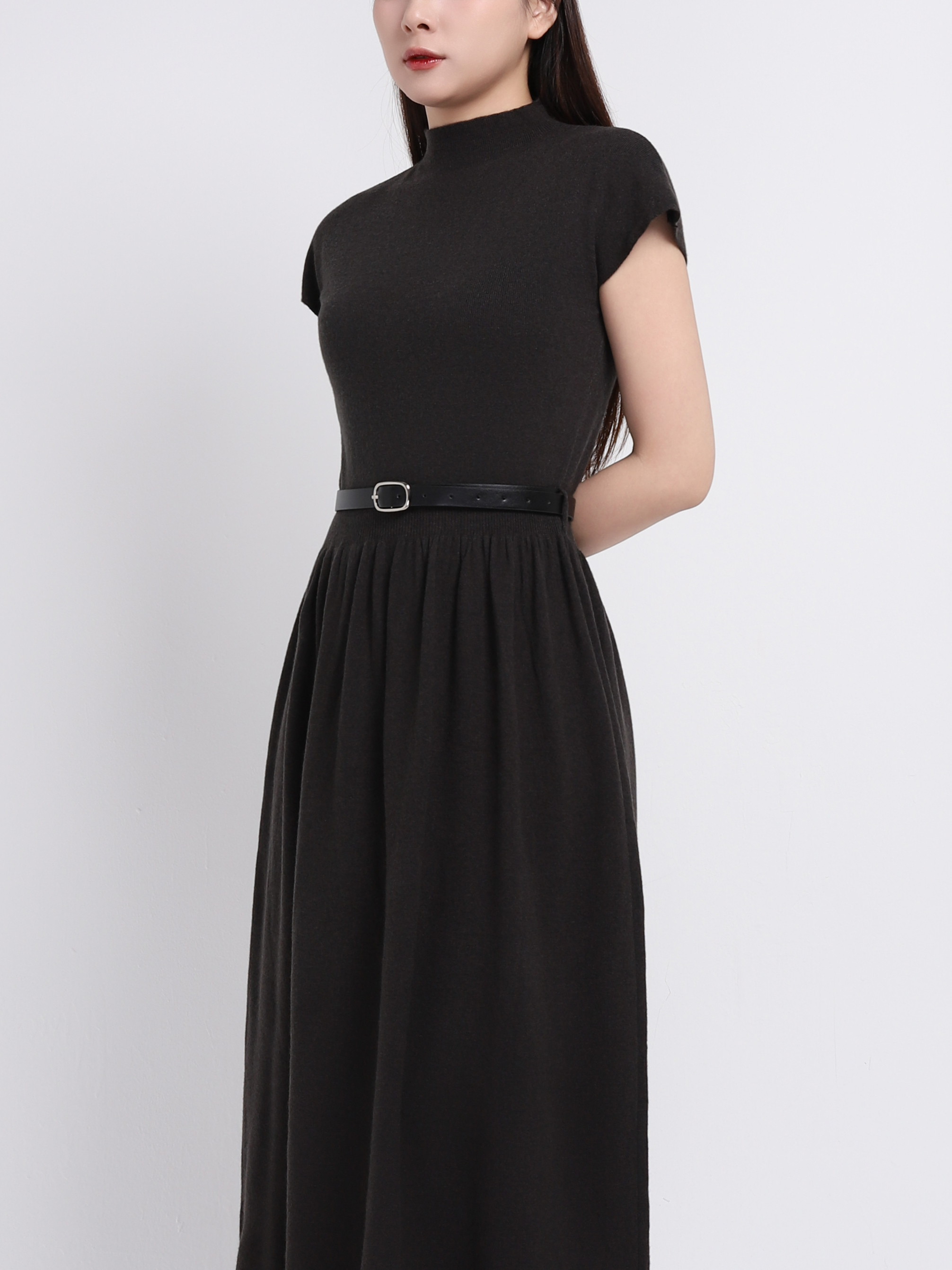 Turtle Neck Knitted Dress 45252