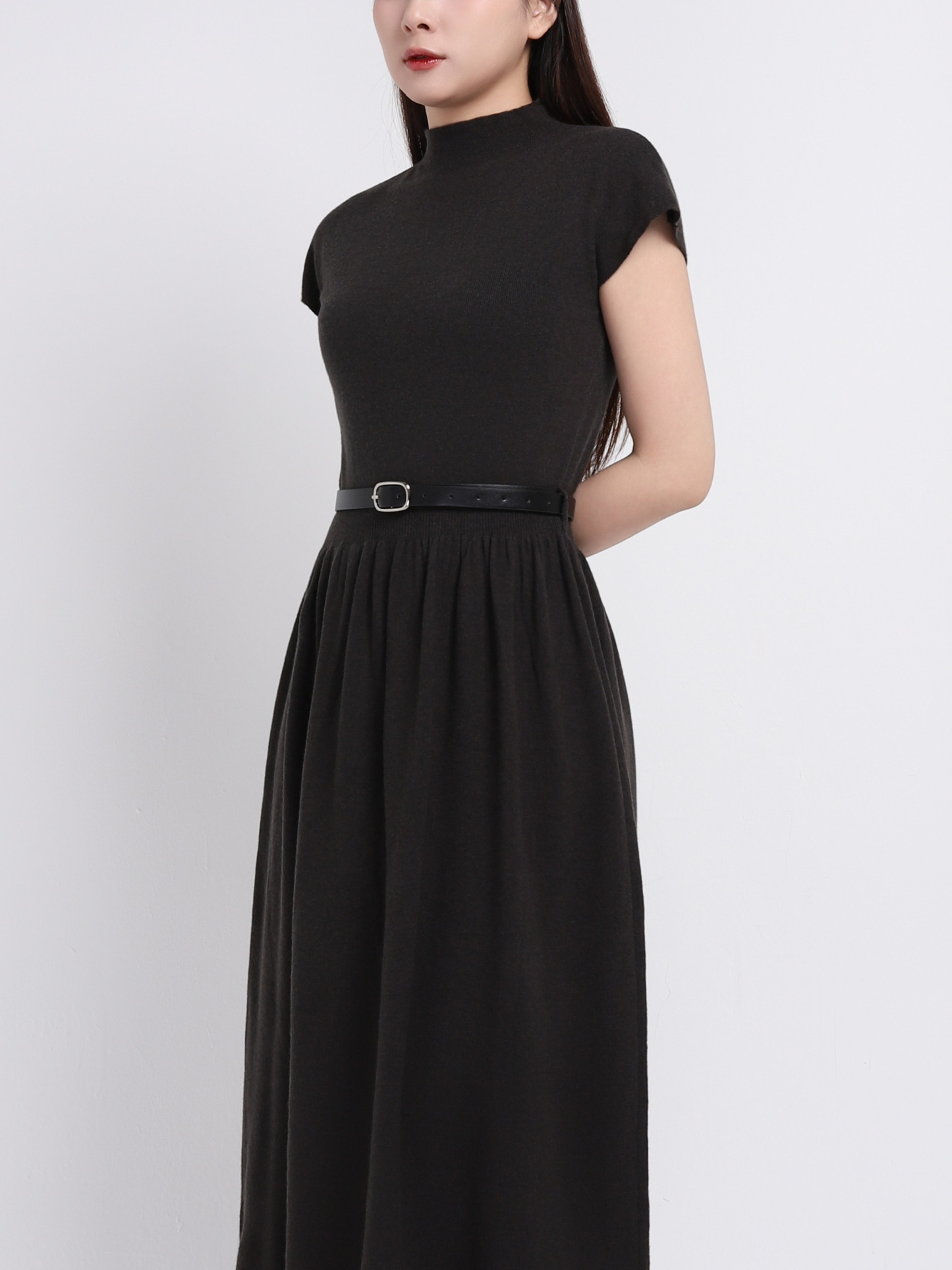 Turtle Neck Knitted Dress 45252