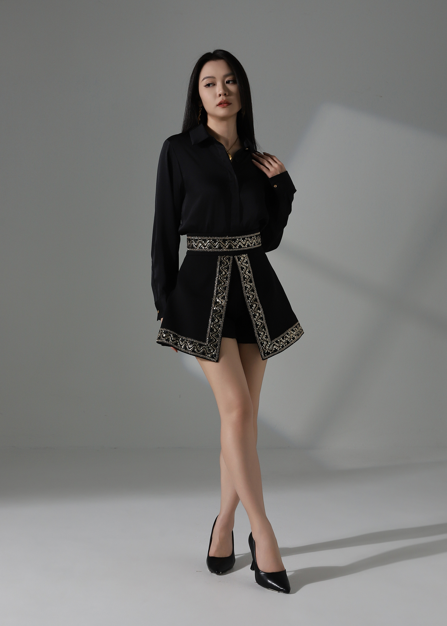 Wrap Layered Skirt Pants AC230