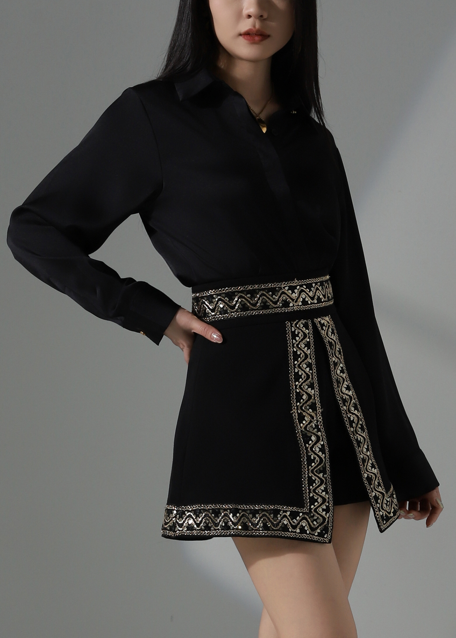 Wrap Layered Skirt Pants AC230