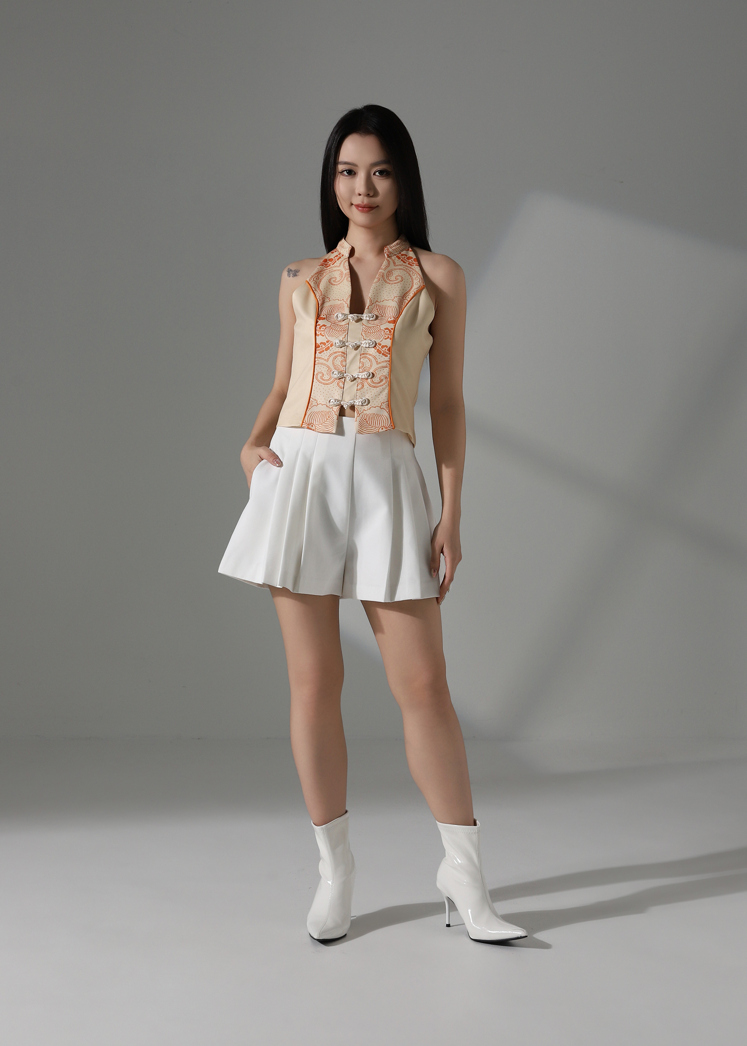 High Waist Pleated Short Pants AC217