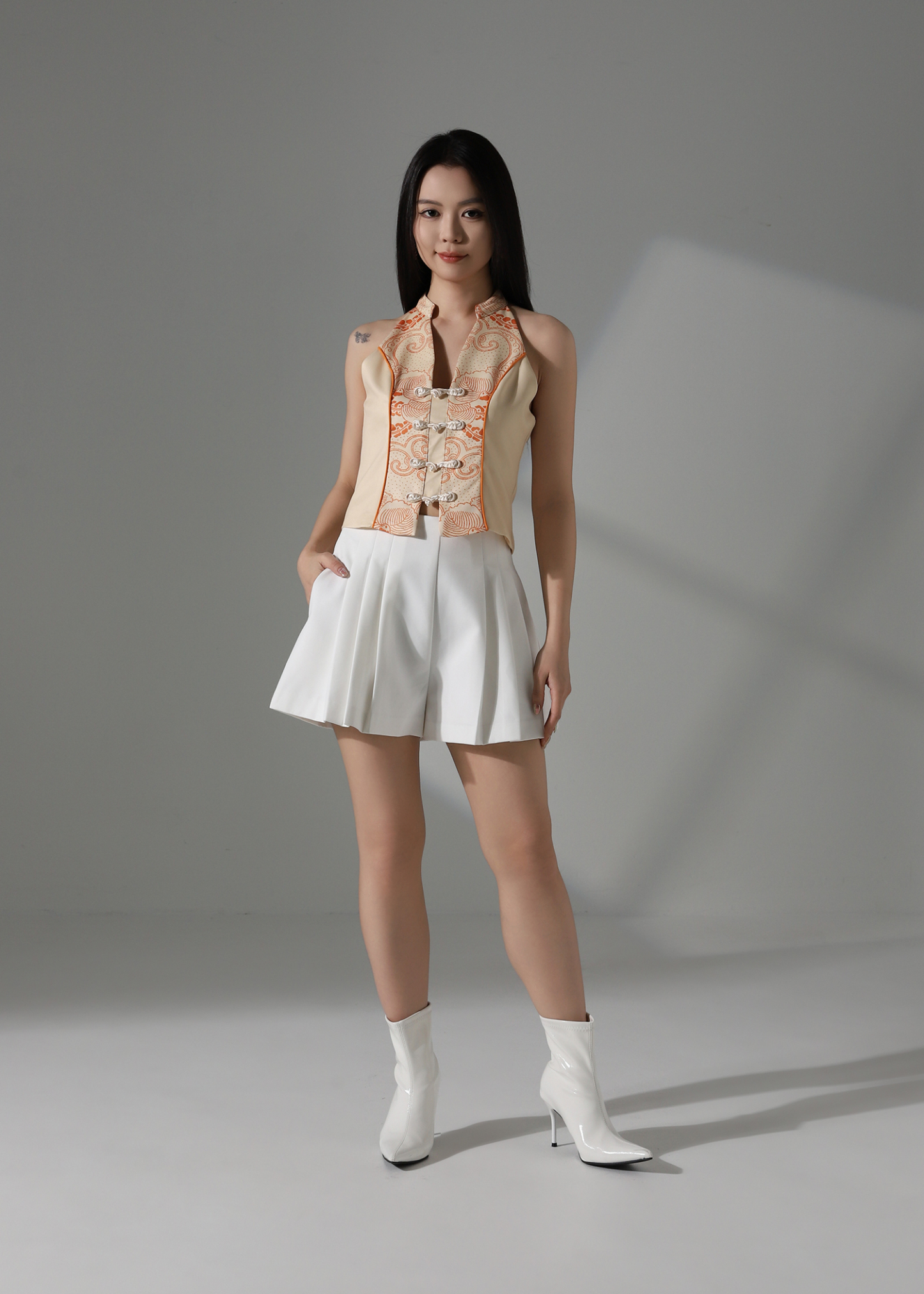 High Waist Pleated Short Pants AC217